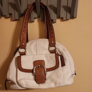 Coach White and Brown Shoulder Bag